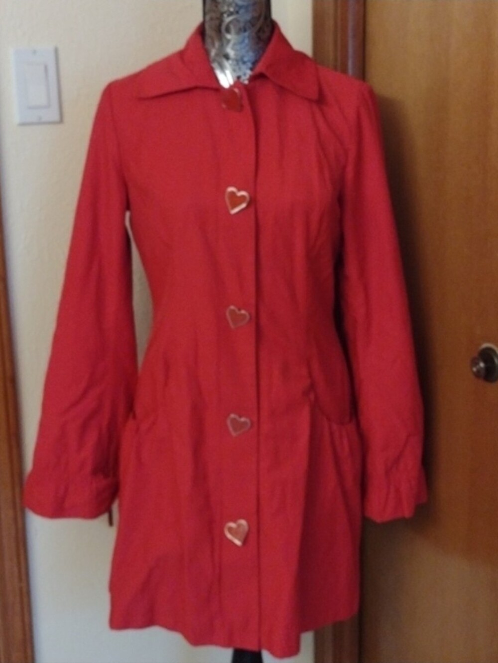 Betsey Johnson heart snap button red coat